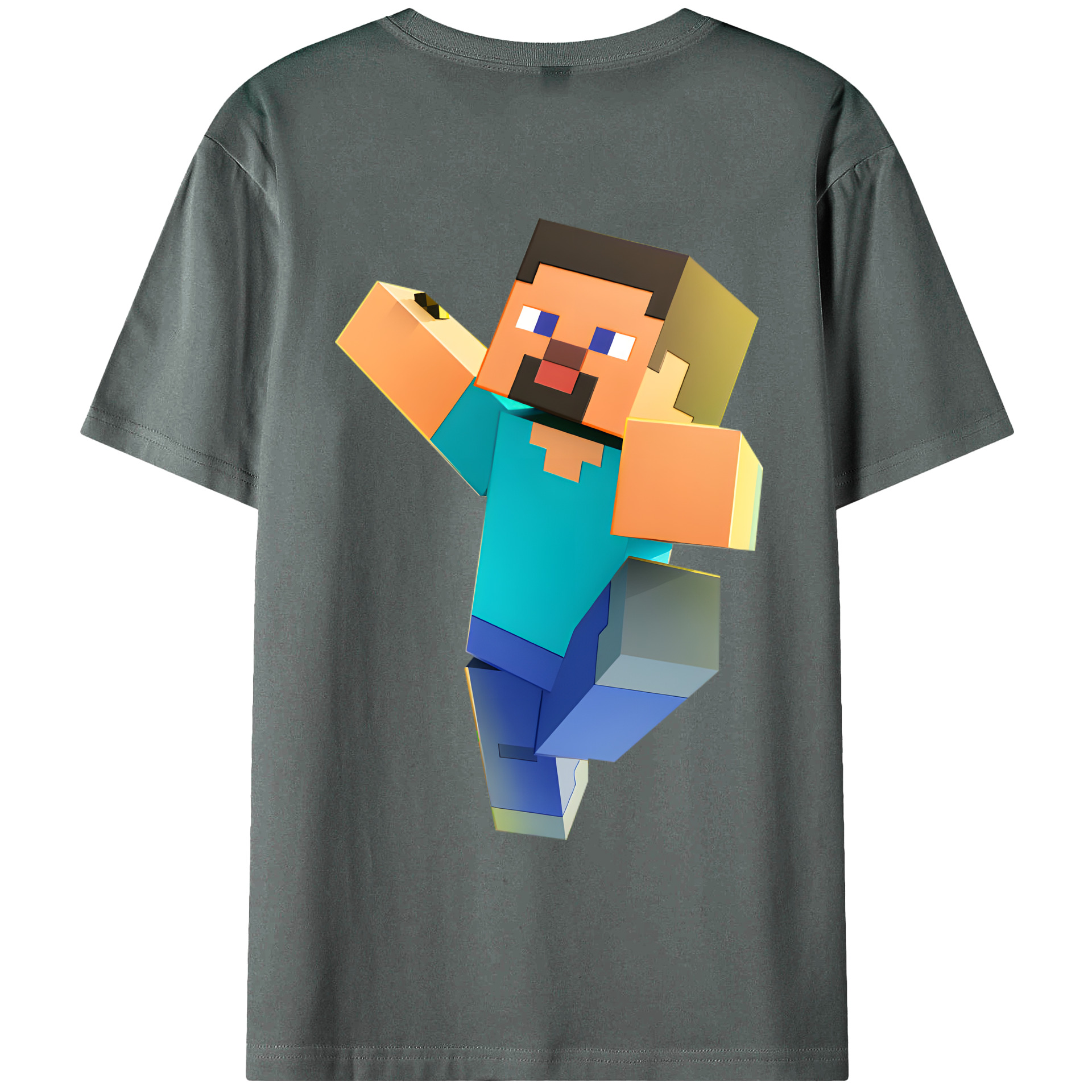 （画像用） マインクラフト ブロックの世界 Minecraft MC Block world 綿100％ メンズ半袖Tシャツ（バックプリント） 通気性